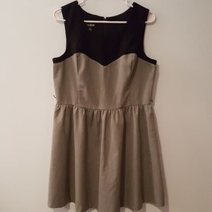 Grey and Black Color Block Dress